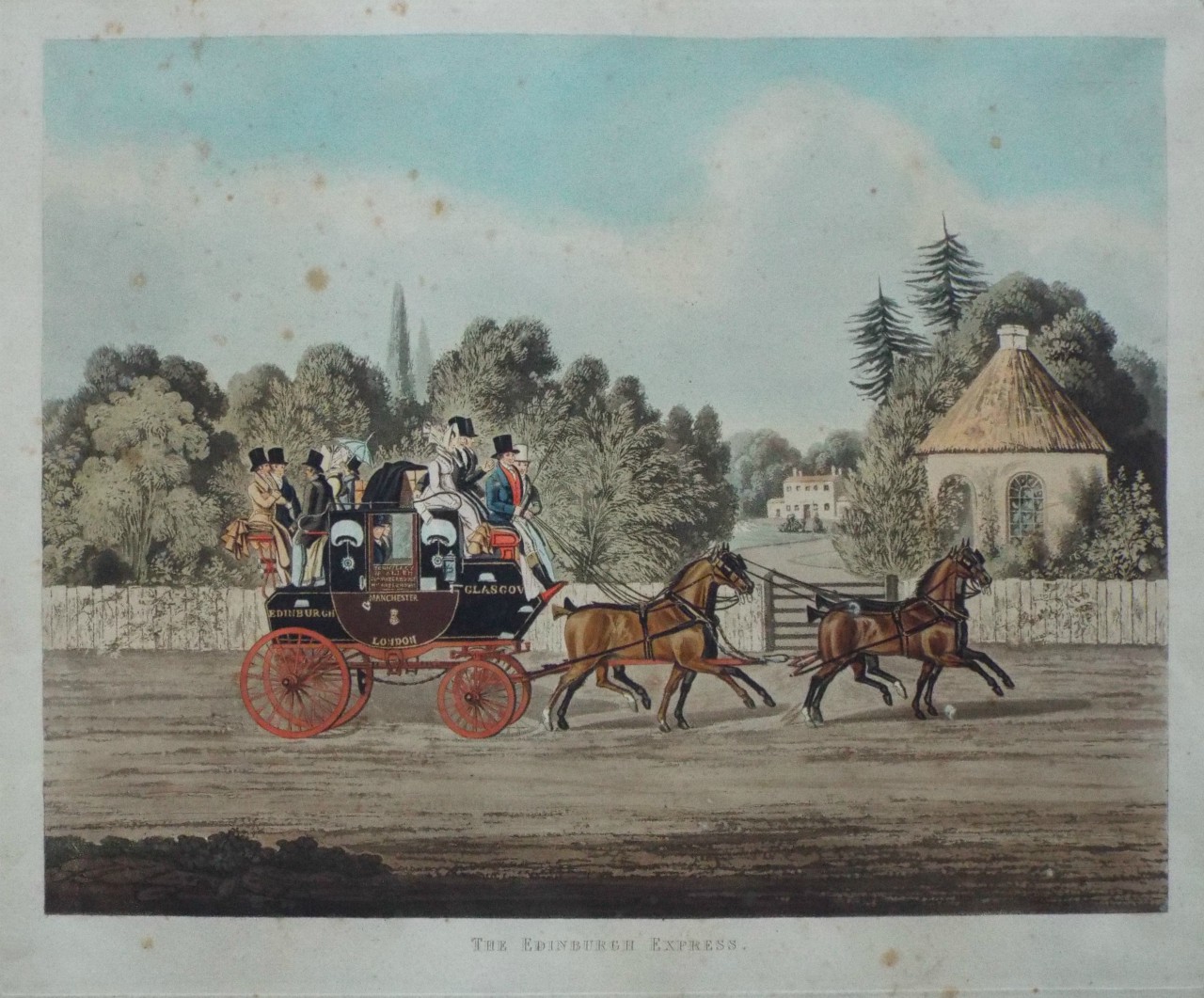 Aquatint - The Red Rover, Southampton Coach. - Hunt